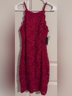 Red Lace Sleeveless Fit & Flare Dress